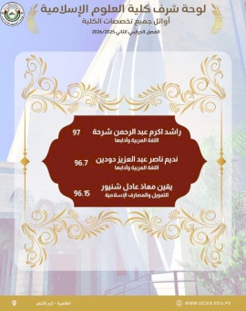 لوحة شرف كلية العلوم الإسلامية - الفصل الدراسي الثاني 2026/2025