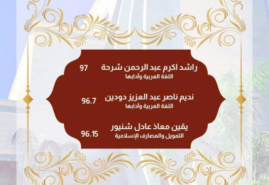 لوحة شرف كلية العلوم الإسلامية - الفصل الدراسي الثاني 2026/2025